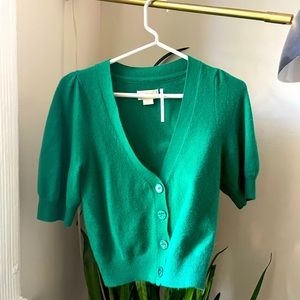 Anthropologie Maeve green short sleeve cashmere